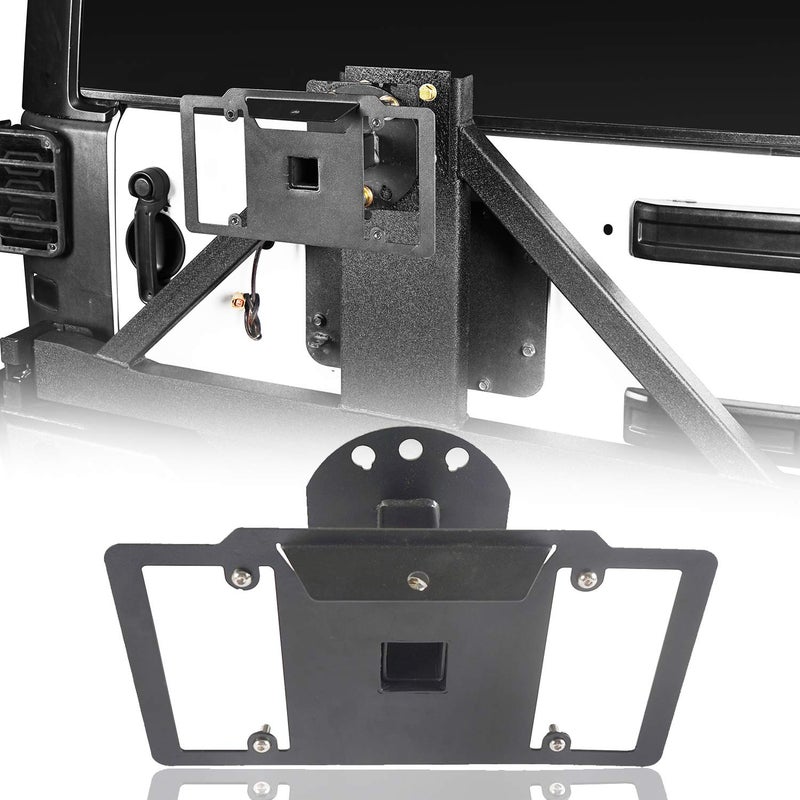 Hooke Road Spare Tire License Plate Relocation Mounting Bracket for 1997-2026 Jeep Wrangler TJ & JK & JL Rubicon Sahara Sport 2 Door & Unlimited 4 Door - Image 1